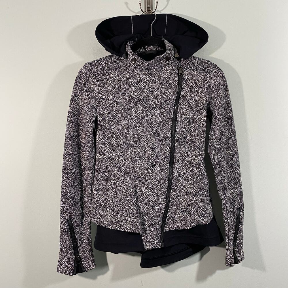 Lululemon Women Plush Petal Black Ghost Full Zip Hooded Bust A Move Jacket